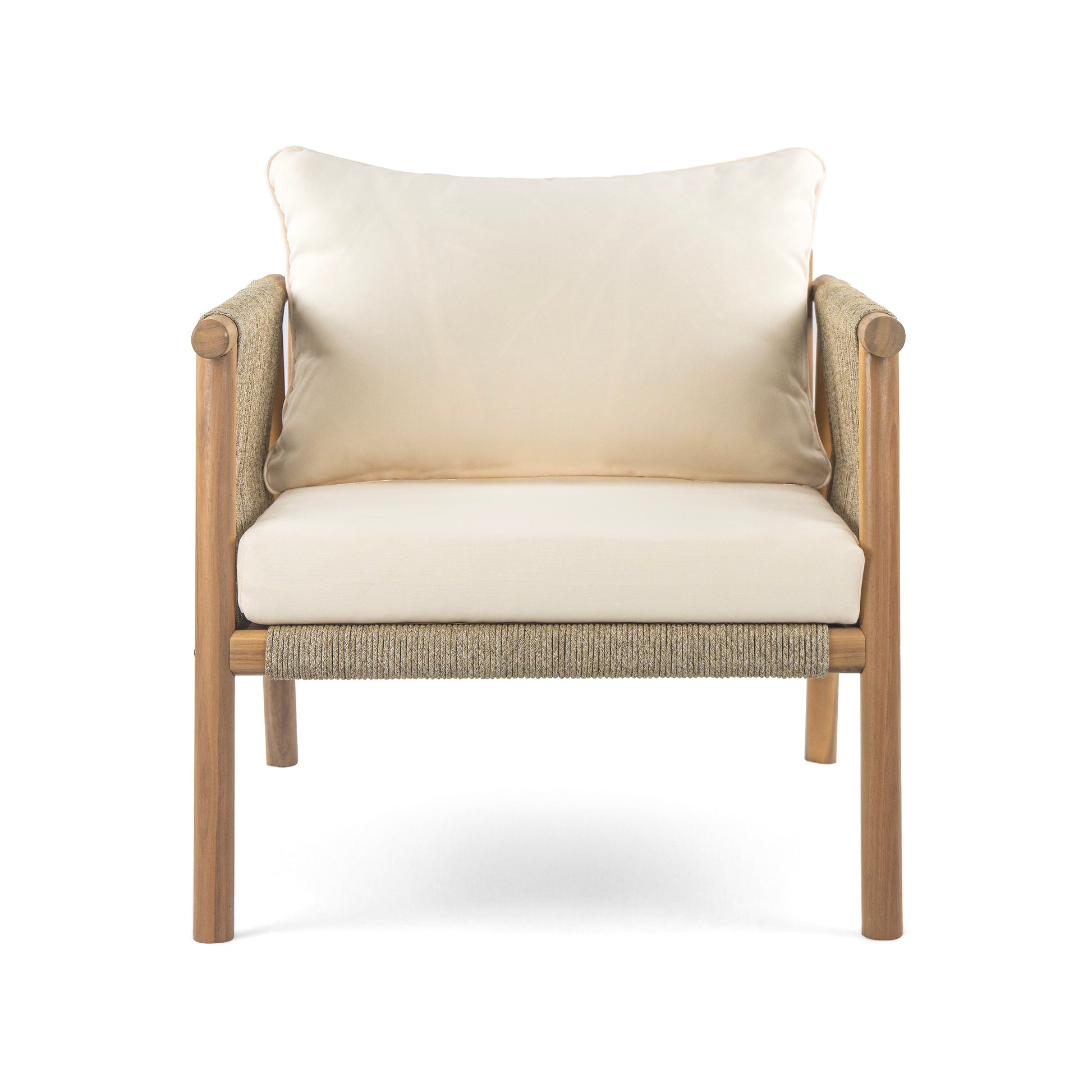 28" Modern Outdoor Woven Lounge Chair with Solid Wood Frame and Comfortable Polyester Cushions, Perfect for Patio, Garden, or Balcony image 2