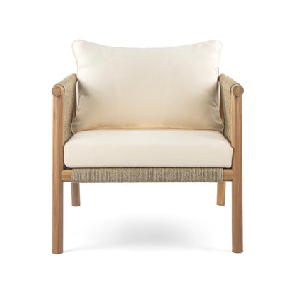 28" Modern Outdoor Woven Lounge Chair with Solid Wood Frame and Comfortable Polyester Cushions, Perfect for Patio, Garden, or Balcony image 2