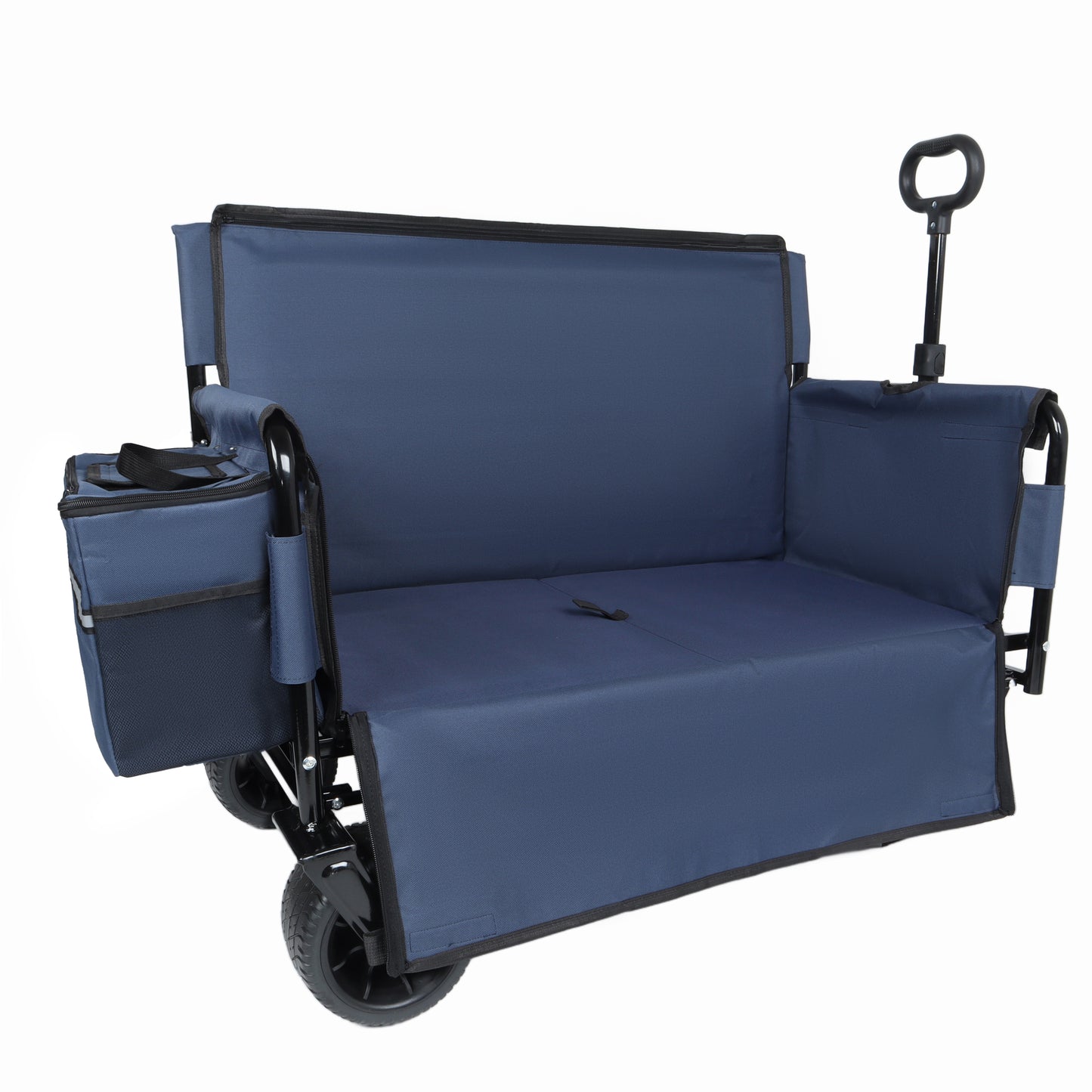 3-in-1 Folding Wagon Cart with Bench Seat & Storage, patent protection- Includes 1 ice pack, 500lbs Heavy-Duty, 180L Capacity All-Terrain Wheels for Camping, Beach, Sports, Garden, dark blue image 12