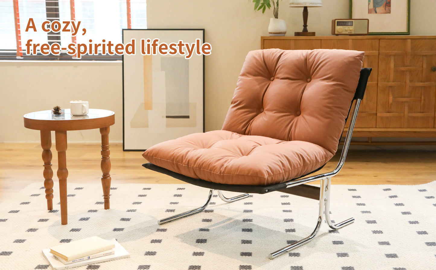 Leather Armchair, Modern Accent Chair High Back, Living Room Chairs with Metal Legs and Soft Padded, Sofa Chairs for Home Office,Bedroom,Dining Room (Brown-1pc) image 9