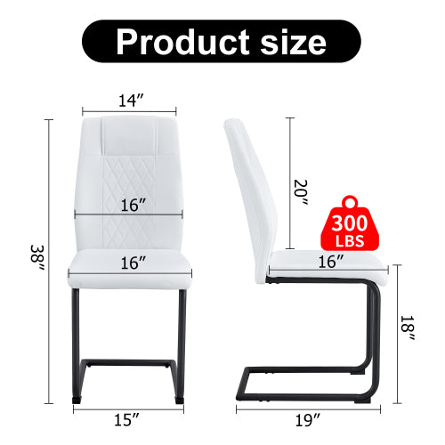 Modern dining chairs with faux leather upholstered seats - dining room chairs with metal legs, suitable for kitchen, living room, bedroom, dining room side chairs, set of 4 pieces (white+PU leather) image 4