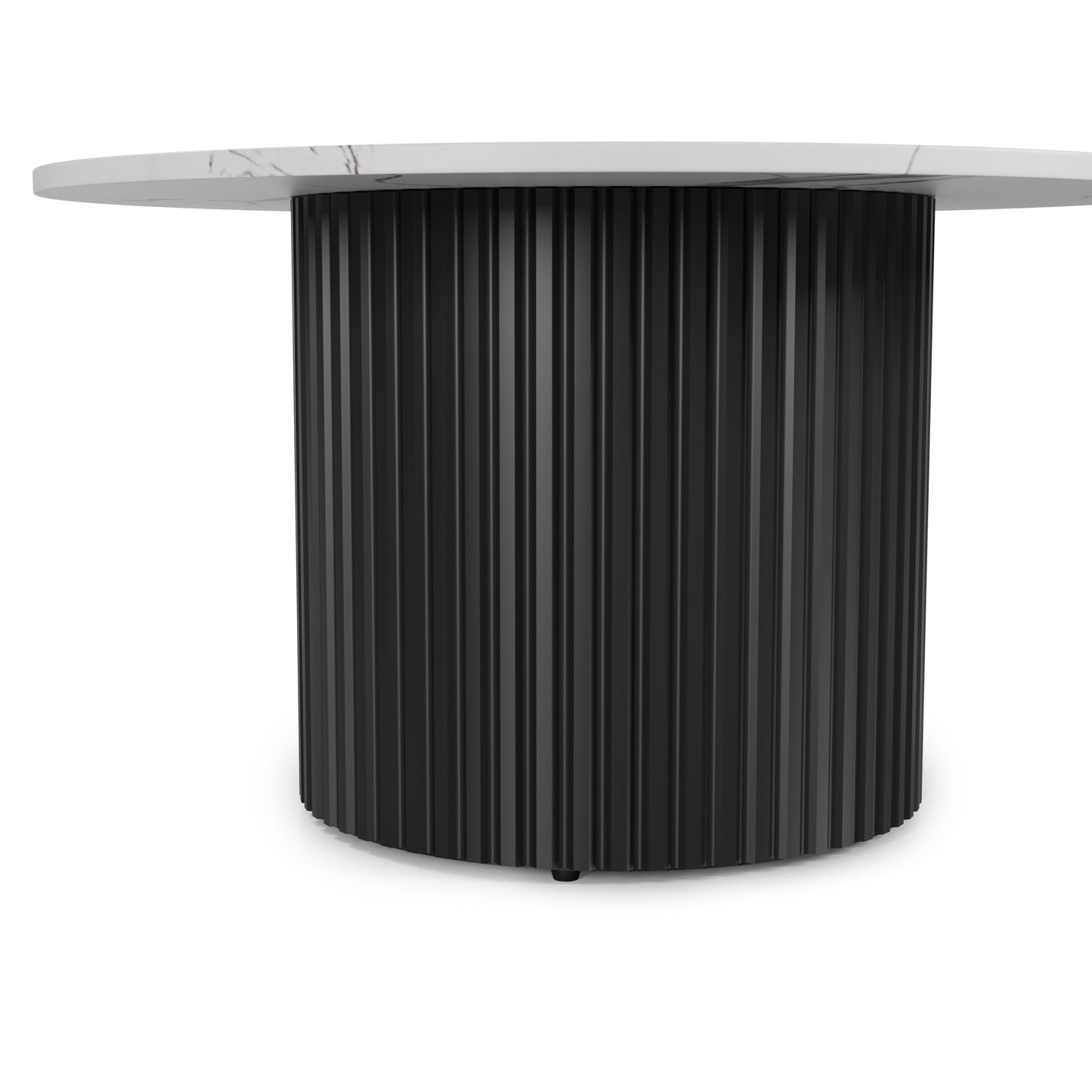Coffee Table Set of 3, Modern Nesting Coffee Tables with Faux Marble Top and Metal Legs, Round Coffee & Side Tables with Ribbed Design for Living Room, Small Space Apartment image 7