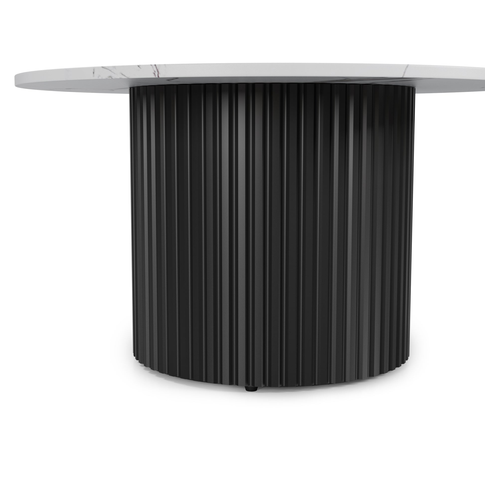 Coffee Table Set of 3, Modern Nesting Coffee Tables with Faux Marble Top and Metal Legs, Round Coffee & Side Tables with Ribbed Design for Living Room, Small Space Apartment image 7