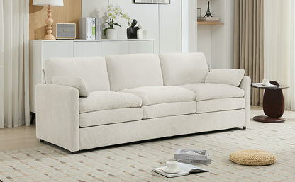 89" Cozy Upholstered 3-seater Sofa Oversized Comfy Cloud Sofa Double Cushion 3-seater Sofa Plush Cushion Sofa Couch for Living Room, Beige image 3
