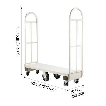 U-Boat Platform Truck Dolly, 2000 lbs Load Capacity, Heavy Duty Steel Utility Cart, Industrial Hand Push Truck with Six Wheels and Dual Detachable Handles, for Warehouse, 60 x 16.1 x 59.5 in image 5