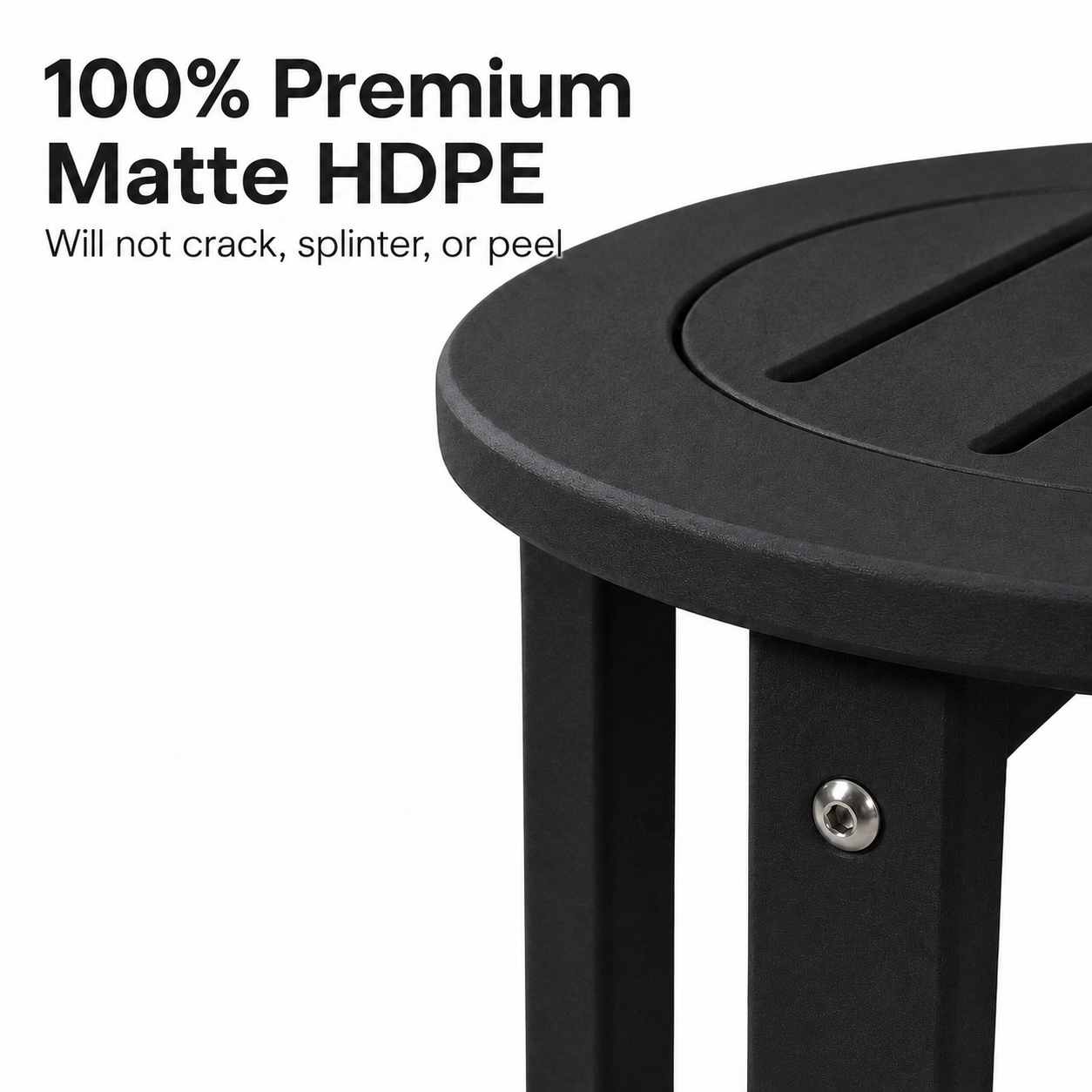 Black HDPE Outdoor Side Table, 15.94 in. L x 15.94 in. W x 17.71 in. H, Small All-Weather Patio End Table image 4