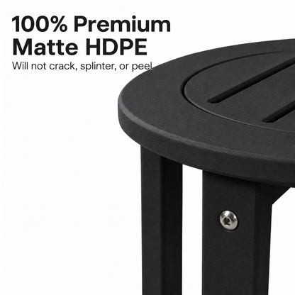 Black HDPE Outdoor Side Table, 15.94 in. L x 15.94 in. W x 17.71 in. H, Small All-Weather Patio End Table image 4