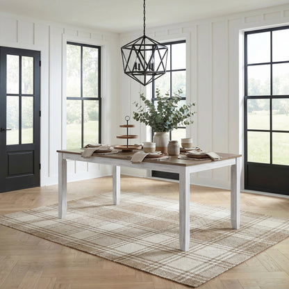 Rustic Transitional 7pc Dining Set Table 6x Side Chairs Beige Upholstered Brown White Wooden Kitchen Furniture image 8