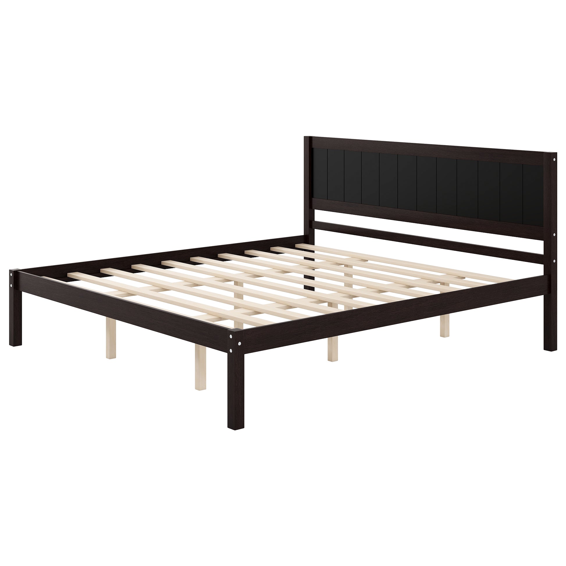 Platform Bed Frame with Headboard, Wood Slat Support, No Box Spring Needed,King,Espresso image 12
