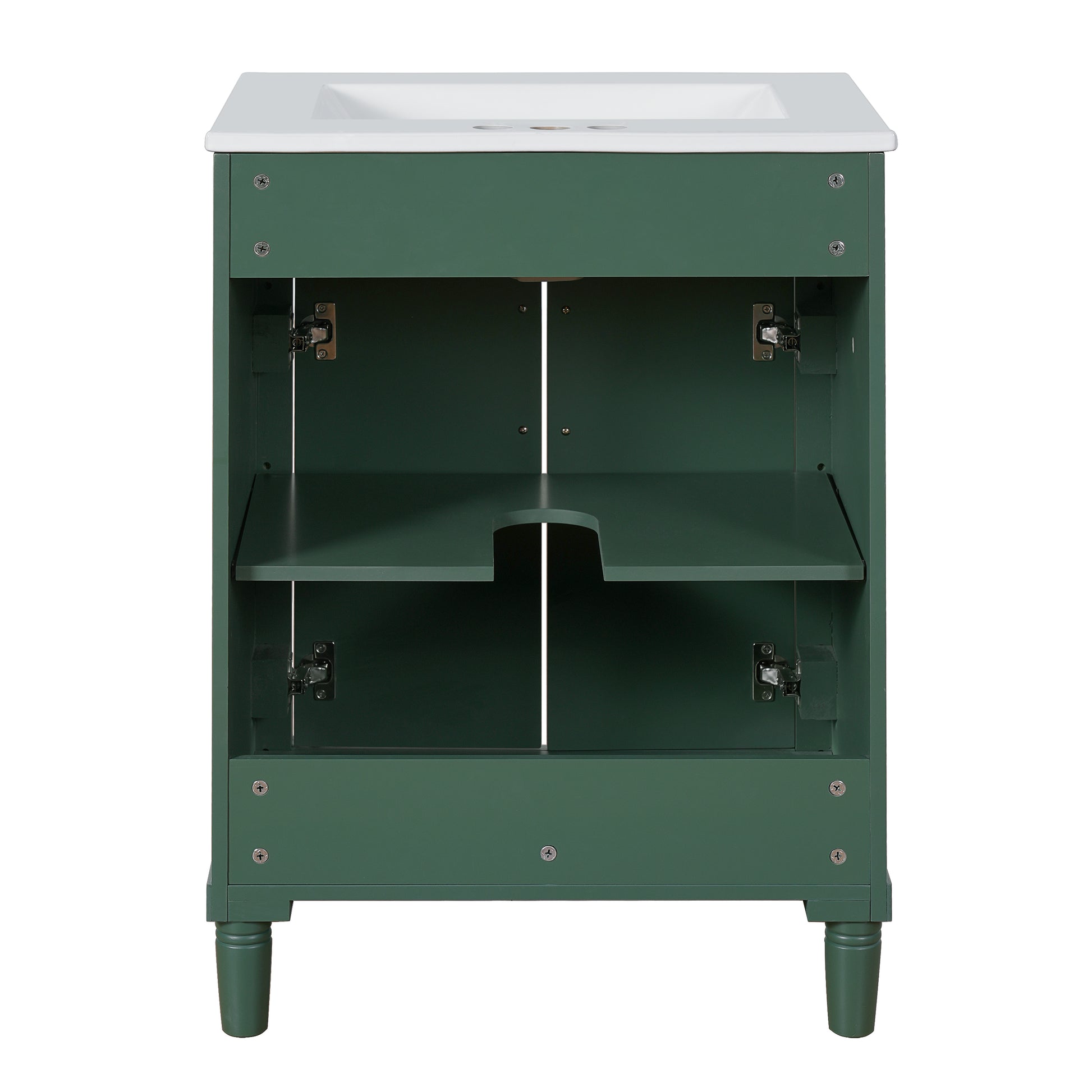 24" Bathroom Vanity with Integrated Ceramic Sink, Bathroom Cabinet with 2 Doors, Single Sink Bathroom Vanity for Small and Medium Restroom image 10