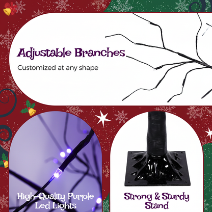 3 Pac Christmas Tree with Purple Lights, 4FT 5FT and 6FT, Lighted Black Tree for Christmas Decoration image 4