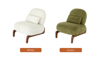 Cute Accent Chair with Solid Wood Legs, Living Room Chair with Soft Fabric Cushion, Cozy Bedroom Chair, Comfy Armless Reading Chair for Apartment, Waiting Room, Balcony,Set of 2 (White) image 2