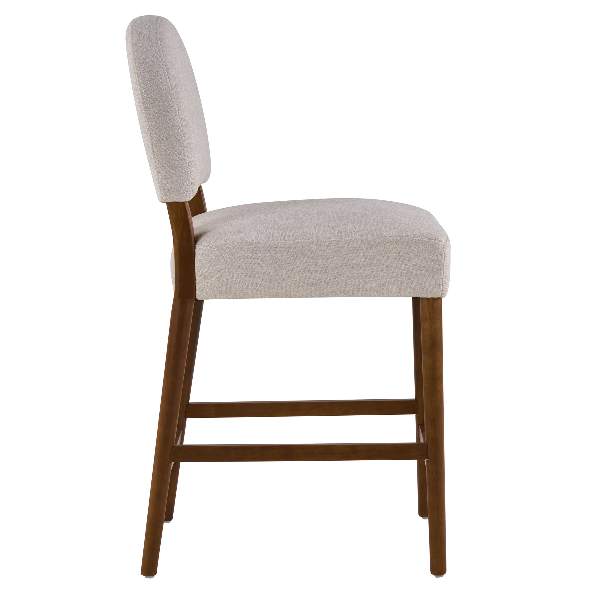 26'' Seat Height Light Gray Fabric & Walnut Rubberwood Bar Stool, Adjustable Floor Leveler, Spacious Seat for Kitchen Island(Light gray,set of 2) image 6