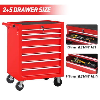 Rolling Tool Chest with 7-Drawer Tool Box with Wheels Multifunctional Tool Cart Mechanic Tool Storage Cabinet for Garage, Warehouse, Workshop, Repair Shop image 4