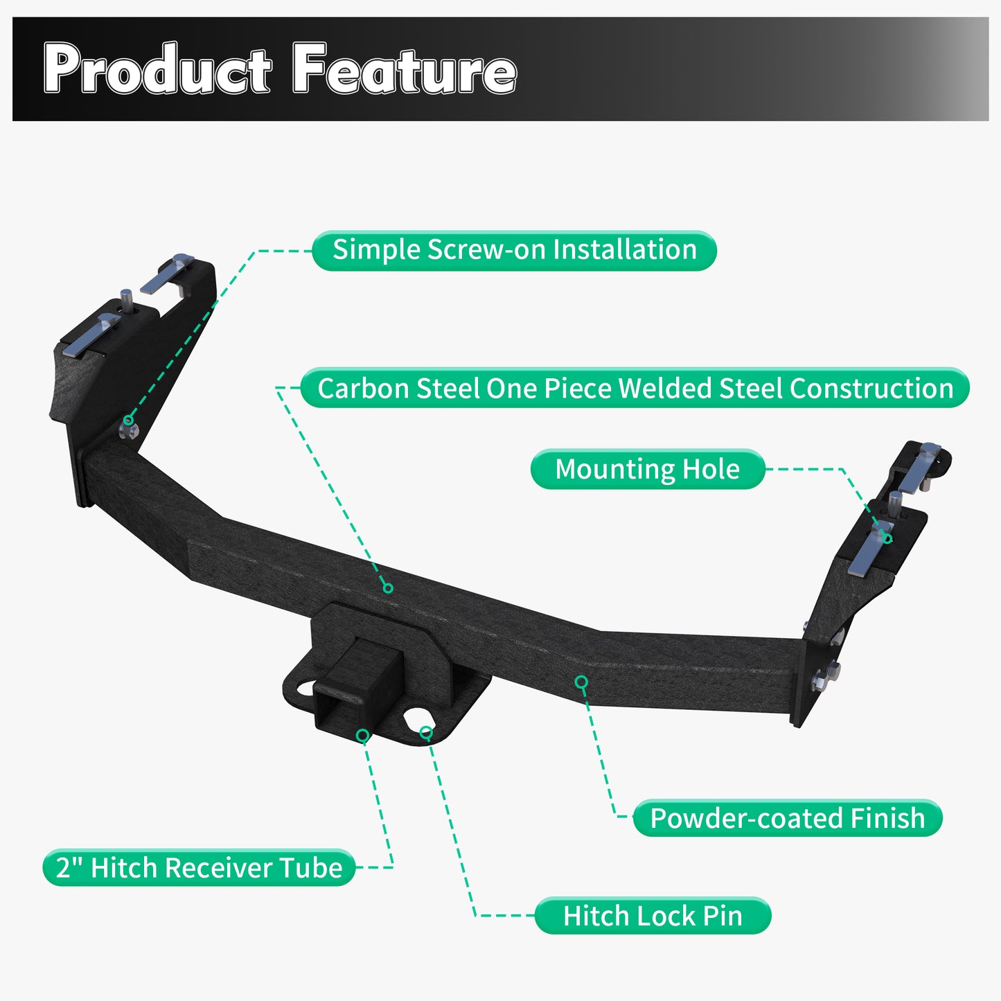 For 2014-2018 Chevrolet Silverado 1500 All Styles / GMC Sierra 1500 All Styles Rear tow bar image 6