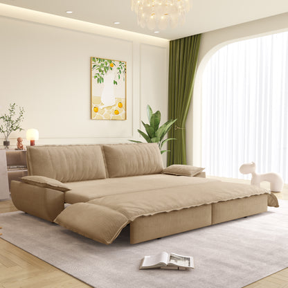 73.2" Queen Pull Out Sofa Bed,3-in-1 Convertible Sleeper Sofa,Multi-Functional Corduroy Loveseat Bed,Camel(Old sku:W1885S00234) image 1