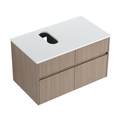 32(31-1/2") Inch Wall-Mounted Bathroom Vanity, 2-Soft Close Doors and 1-Drawer, KD-Packing, Particle Board (Vanity Only, Without Sink) image 2