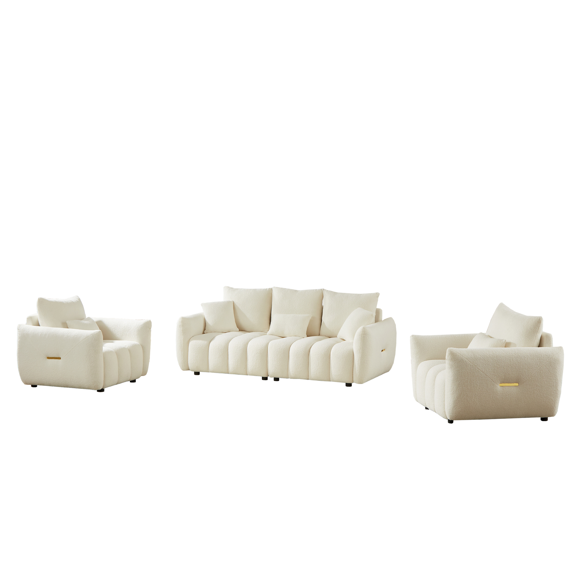 3 Seater + 1 Seater +1 Seater, Combo Sofa Modern Living Room Sofa, Teddy Sofa, Wooden Frame, 5 Cushions, Apartment Sofa Furniture image 12
