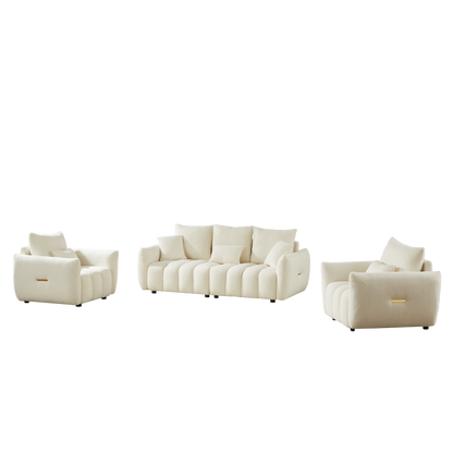 3 Seater + 1 Seater +1 Seater, Combo Sofa Modern Living Room Sofa, Teddy Sofa, Wooden Frame, 5 Cushions, Apartment Sofa Furniture image 12