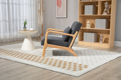 Mid Century Modern Accent Chair with Wood Frame, Upholstered Living Room Chairs with Waist Cushion, Reading Armchair for Bedroom Sunroom image 4