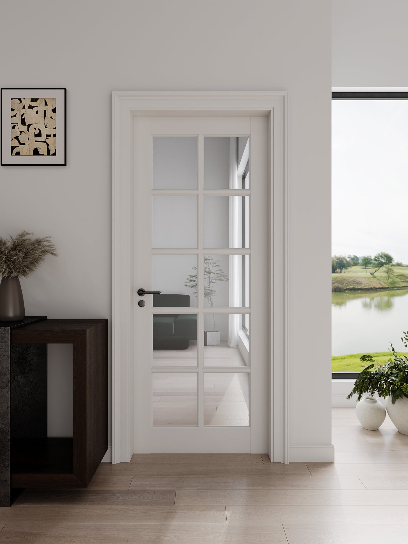32" X 80"10-Lite Preassembled Clear Glass French Door, for Closet Pantry Bedroom Livingroom Study Office kitchen, Barn Doors-Shaker w/o Hardware image 2