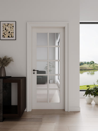 32" X 80"10-Lite Preassembled Clear Glass French Door, for Closet Pantry Bedroom Livingroom Study Office kitchen, Barn Doors-Shaker w/o Hardware image 2