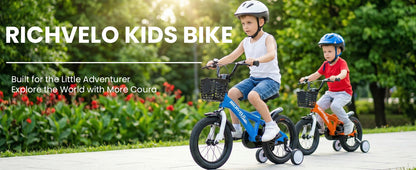 A1401 Kids Bike, 12 14 16 Inch Children Bicycle with Training Wheels, Front V-Brake & Coaster Brake, Basket, for Boys Age 3-7 Years Old image 12