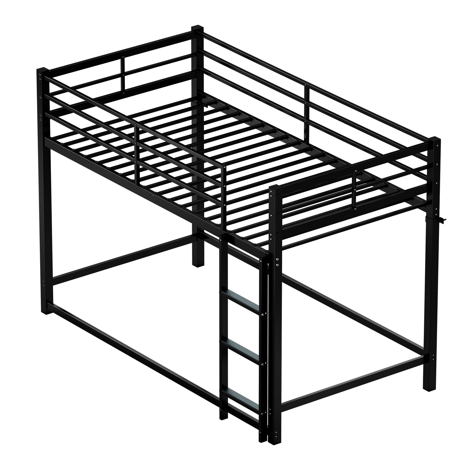 Bunk Bed with Ladder and high Guardrail Metal Bunk Bed, Storage Space, Noise Free,Twin Over Twin Size,BLACK image 8