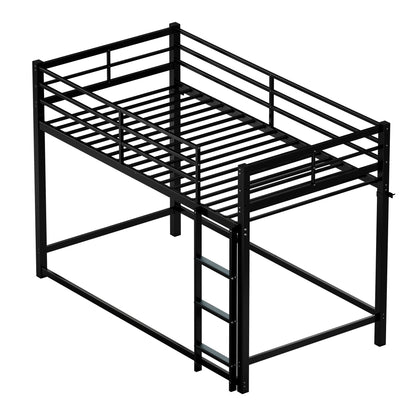 Bunk Bed with Ladder and high Guardrail Metal Bunk Bed, Storage Space, Noise Free,Twin Over Twin Size,BLACK image 8