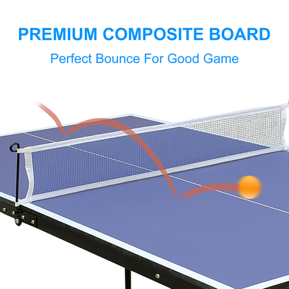 Foldable 4.5FT Table Tennis Table, Suitable Ping Pong Table with Net and 2 Table Tennis Bats Easy to Store image 4