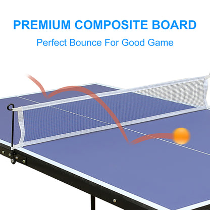 Foldable 4.5FT Table Tennis Table, Suitable Ping Pong Table with Net and 2 Table Tennis Bats Easy to Store image 4