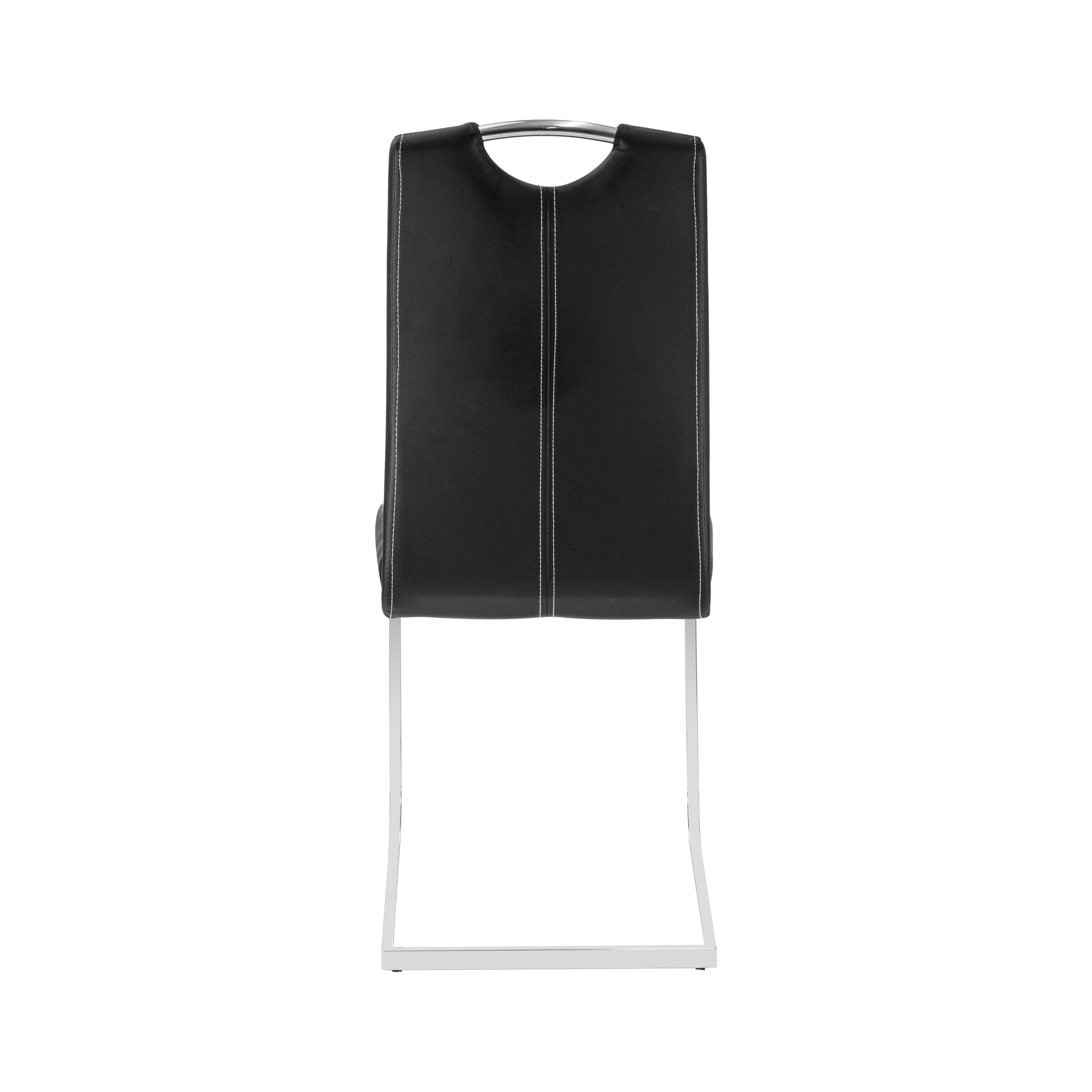 Modern Glam Dining Side Chairs Set of 2 Black Faux Leather Upholstery Chrome Finish Metal Legs Dining Room Furniture image 5