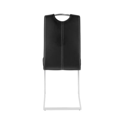 Modern Glam Dining Side Chairs Set of 2 Black Faux Leather Upholstery Chrome Finish Metal Legs Dining Room Furniture image 5
