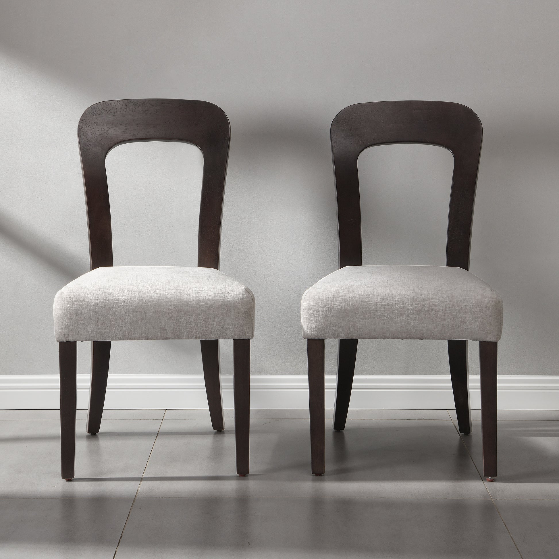 Dining Chairs Set of 2, Upholstered Kitchen Side Chairs with Gray Fabric Seating Dark Brown Solid Rubber Wood Legs, 330 LBS Weight Capacity image 2