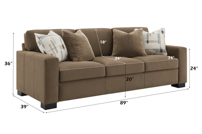 Darya Brown Suede Fabric Sofa w/4 Pillows image 4