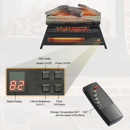 23 inch Electric Fireplace 3D Log set insert, Infrared Fireplace Heater for Indoor image 9