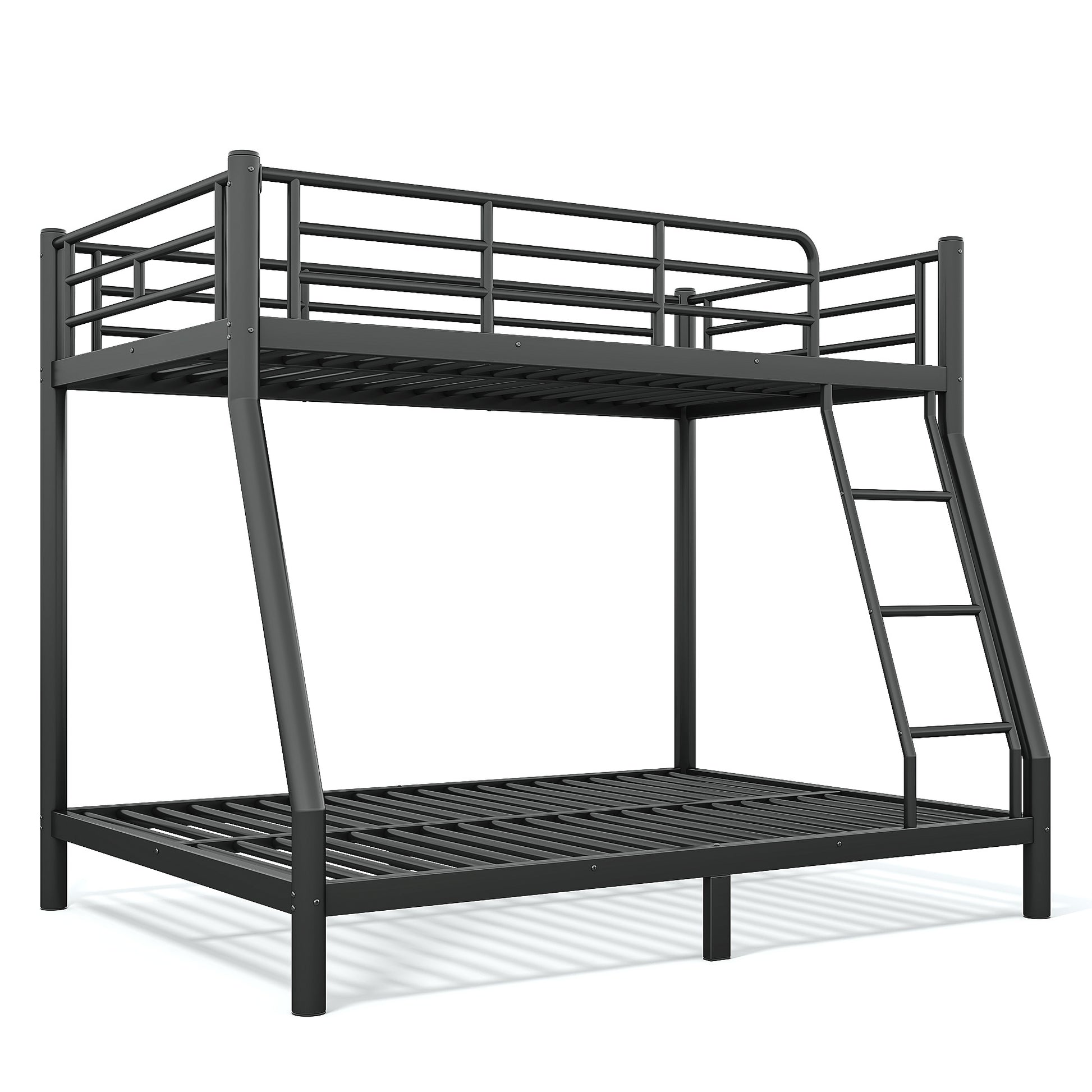 Twin over Full Size Metal Bunk Bed for Teens and Adults,Space-Saving/Noise Reduced/No Box Spring Needed, Round Tube, Black image 12