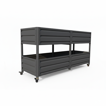 Dual Tier Elevated Metal Raised Garden Bed with Lockable Wheels, Staggered 2-Layer Raised Planter Box for Vegetables Herbs Flowers, Outdoor Patio Backyard Green Planting Bed,Grey image 11