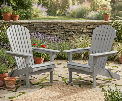 Wood Lounge Patio Chair for Garden Outdoor Wooden Folding Adirondack Chair Set of 2 Solid Wood Lounge Patio Chair for Garden, Lawn, Backyard, image 4