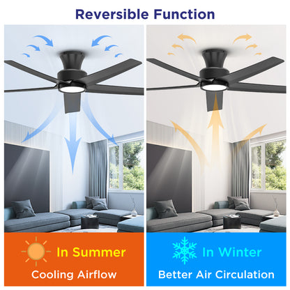 52 inch Ceiling Fans with Lights, Large Air Volume Ceiling Fans with Reversible Quiet DC Motor and Remote, 5X-W5 image 5