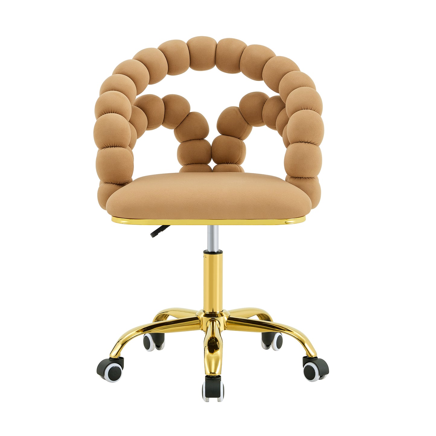 Velvet Bubble Back Swivel Office Chair, Adjustable Height Cute Vanity Chair with Gold Base & Wheels for Bedroom, Makeup Room. image 9