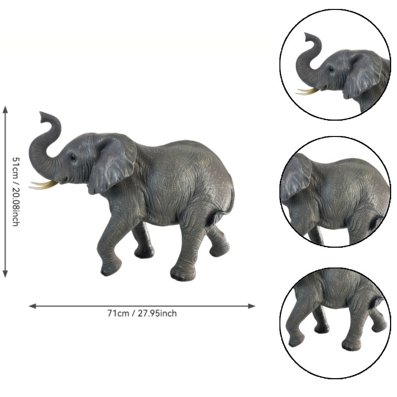 20'' Tall Resin Elephant Statue with Raised Trunk, Weather Resistant Outdoor Elephant Sculpture Decor for Yard, Lawn, Patio, Front Porch & Garden Ornament image 4
