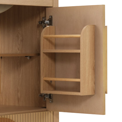 30 Inch Fluted Bathroom Vanity with Sink - Freestanding Modern Wood Cabinet with Soft-Close Doors, 1 Drawer & Open Storage, Decorative Circular Accent, Solid Wood & MDF Build, image 9