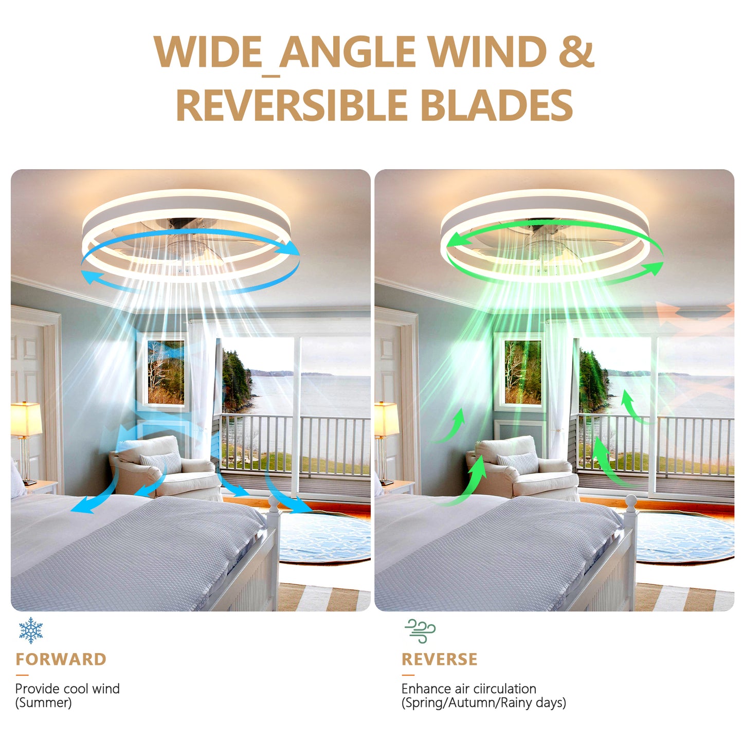 20" Flush Mount Ceiling Fans with Lights and Remote, 3000K-6000K Dimmable LED Fandelier Low Profile Chandelier Ceiling Fan for Bedroom Living Room, White image 7