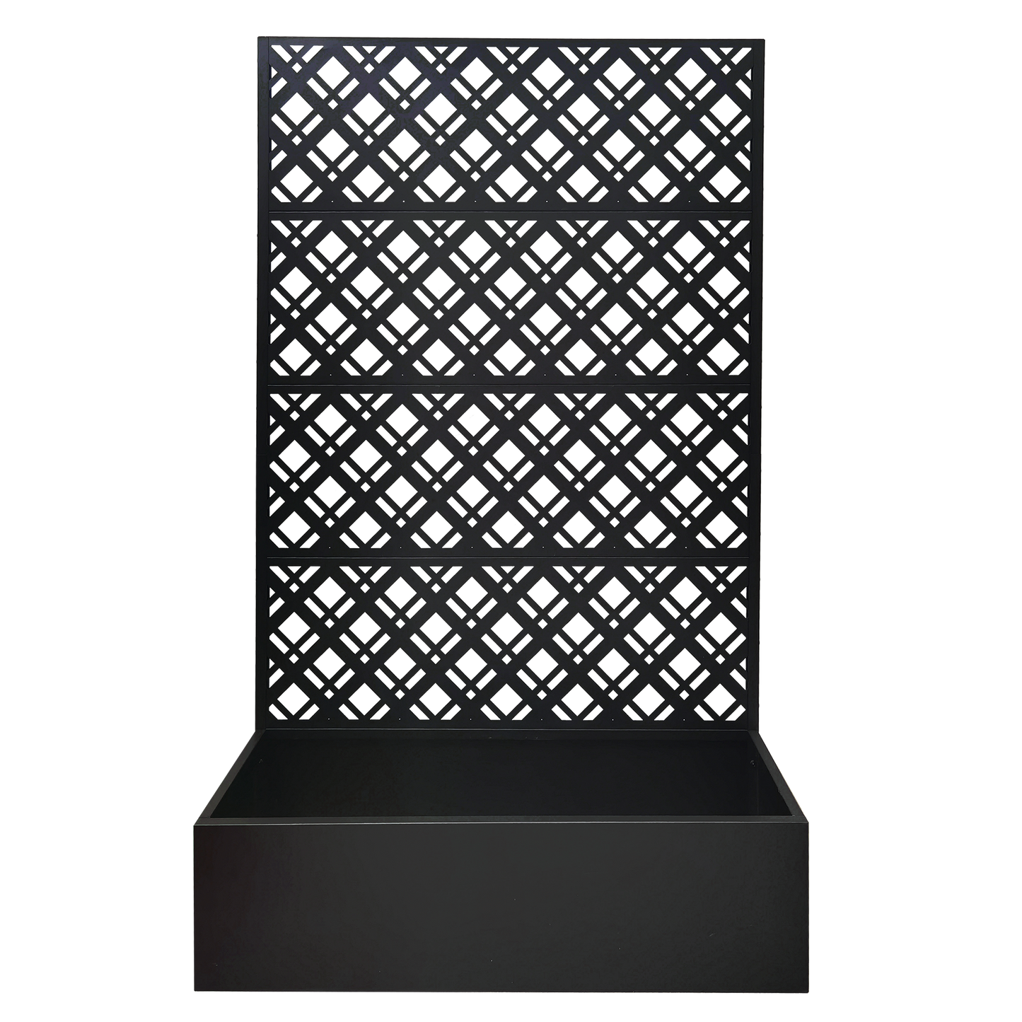 Metal Planter Raised Garden Bed with Trellis 70.9in H x 43.3in W x 15.8in D - Garden Box for Climbing Plants Flowers Vegetable with Drainage Holes, Rhombus Black image 8