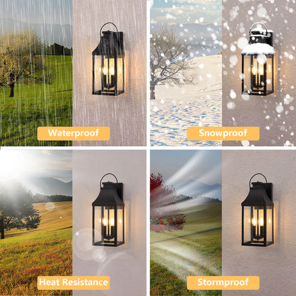 Dusk to Dawn Outdoor Lighting Fixture, 20'' Large Porch Lights Outdoor Sconce Lights, 2-Light Black Exterior Lights for House Waterproof Outside Patio Lanterns for House Garage, 2-Pack image 4