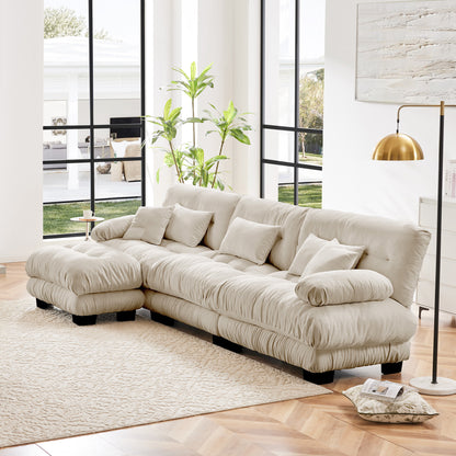 Luxury Modular Sectional Sofa Couch,Oversized L Shaped Cloud Couch for Living Room,Deep Seat Sofa Couch with Convertible Ottoman,Chenille Light coffee image 2