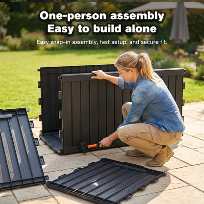 180 Gallon Large Outdoor Storage XXL Deck Box for Patio Furniture, Outdoor Cushions, Garden Tools and Sports/Pools Equipment, Waterproof Resin, Lockable, Black image 5