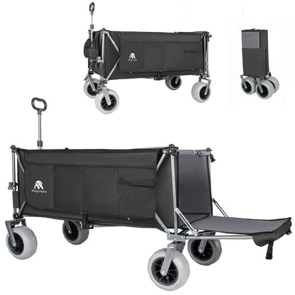 67in Extra long large Heavy Duty Utility Beach Wagons with Opened Tailgate and All-Terrain Wheels, 500lbs Capacity, Patented Ultra-Stable Frame, No Assembly Needed, Black+Gray image 1