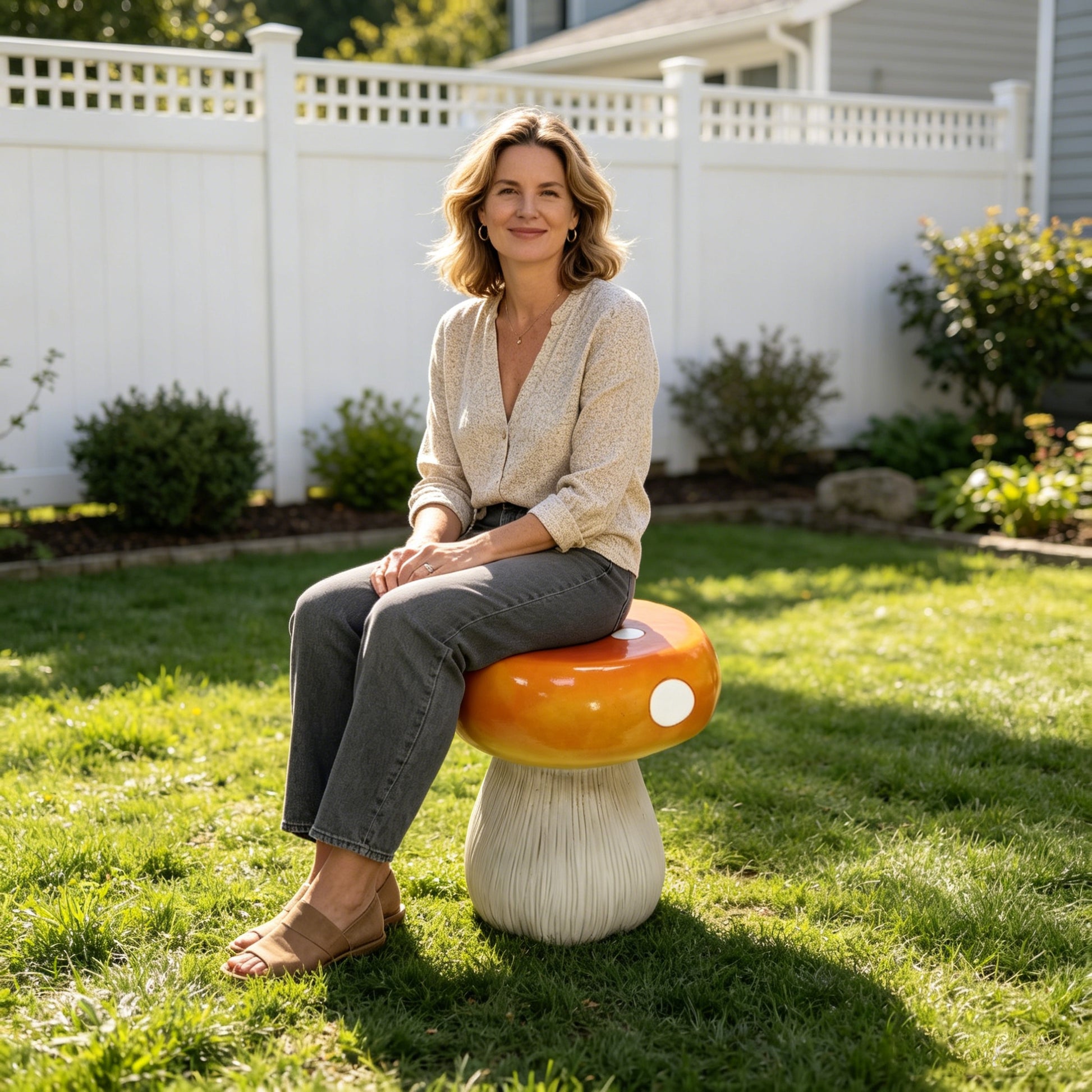Mushroom Model Statue Stool, Outdoor Garden Resin Stool, 13.8-inch Oversized Forest Base Mushroom Model Stool, Courtyard Lawn Courtyard Summer Decoration Indoor Stool, Multi-purpose And Innovative Gar image 3